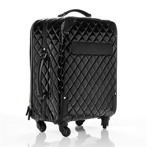 chanel luggage rolling trolley diamond quilted black|real real chanel suitcase.